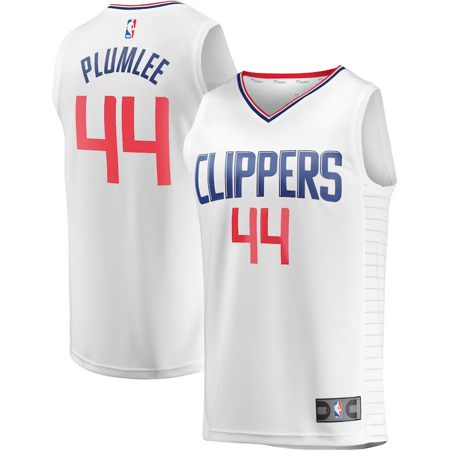 Men Los Angeles Clippers 44 Mason Plumlee Fanatics Branded White Fast Break Player NBA Jersey